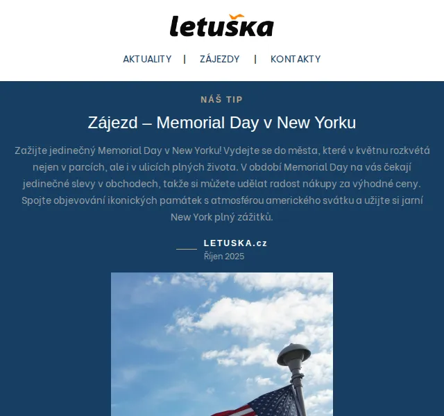 Letuška.cz: Memorial Day v New Yorku – EVA Air a KM Malta Airlines – červenec 2026 | Nuslet.cz