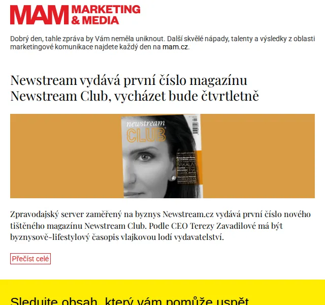 Marketing & Media: nový Newstream Club – červenec 2026 | Nuslet.cz