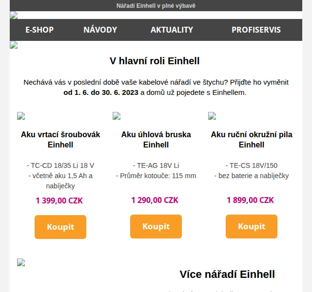 HORNBACH: Einhell akce – červenec 2026 | Nuslet.cz