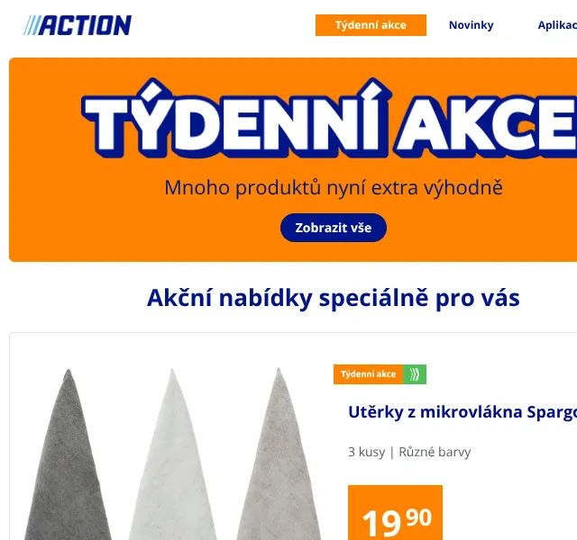 Action: Týdenní akce od 19,90 Kč – Srpen 2026