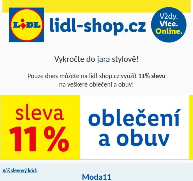Lidl: Sleva 11 % na oblečení a obuv – březen 2026 | Nuslet.cz