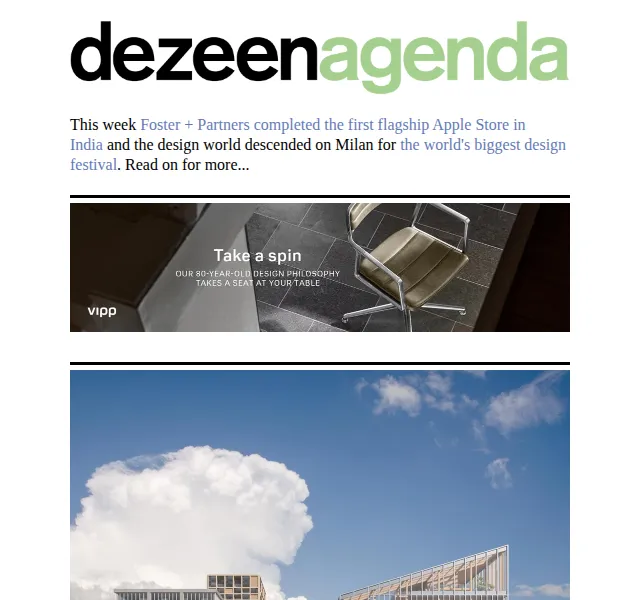 Dezeen Daily: designové novinky z Milána a Apple Store v Indii – červen 2026 | Nuslet.cz