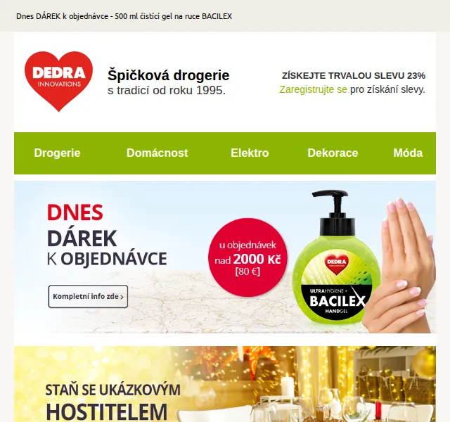 DEDRA: Dárek 500 ml BACILEX gel k objednávce – červen 2026 | Nuslet.cz