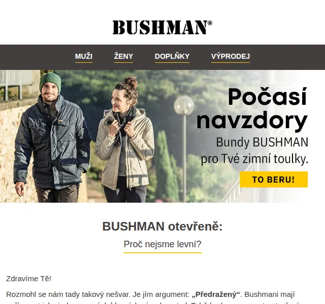 BUSHMAN: Výprodej triček a kalhot – červen 2026 | Nuslet.cz