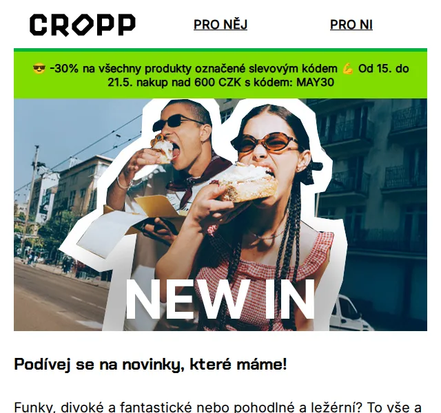 Cropp: sleva 30 % na novou kolekci – červenec 2026 | Nuslet.cz