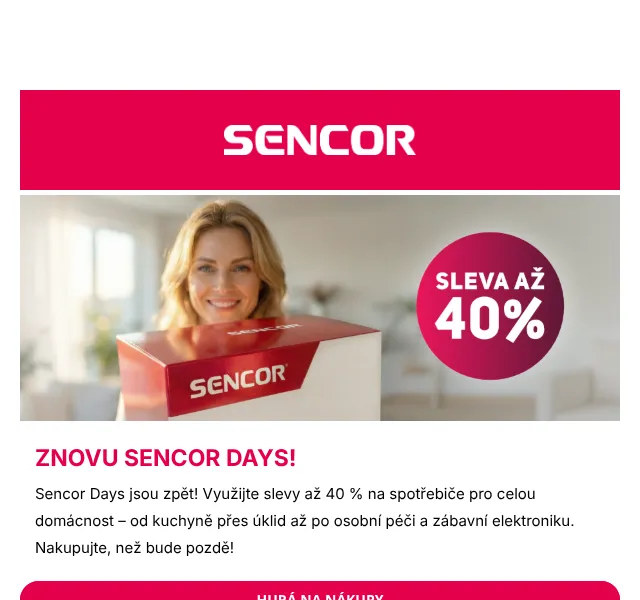 Sencor: slevy až 40 % na spotřebiče – červenec 2026
