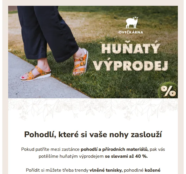 Ovečkárna: výprodej obuvi se slevami až 40 % – červenec 2026 | Nuslet.cz