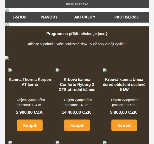 HORNBACH: krbová kamna Thorma, Conforto a Umea – červenec 2026 | Nuslet.cz