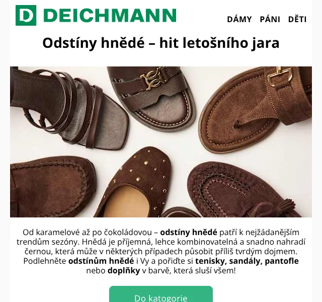 Deichmann: Hnědé odstíny – slevu 20 % na Nike, Adidas | Duben 2026