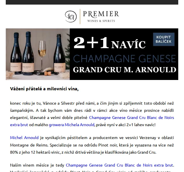 Premier Wines & Spirits: 2+1 lahev navíc Champagne Genese Grand Cru – červenec 2026 | Nuslet.cz