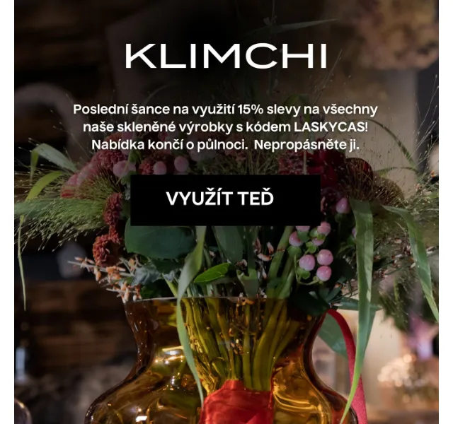 KLIMCHI: 15% sleva na ručně foukané sklo – červen 2026 | Nuslet.cz