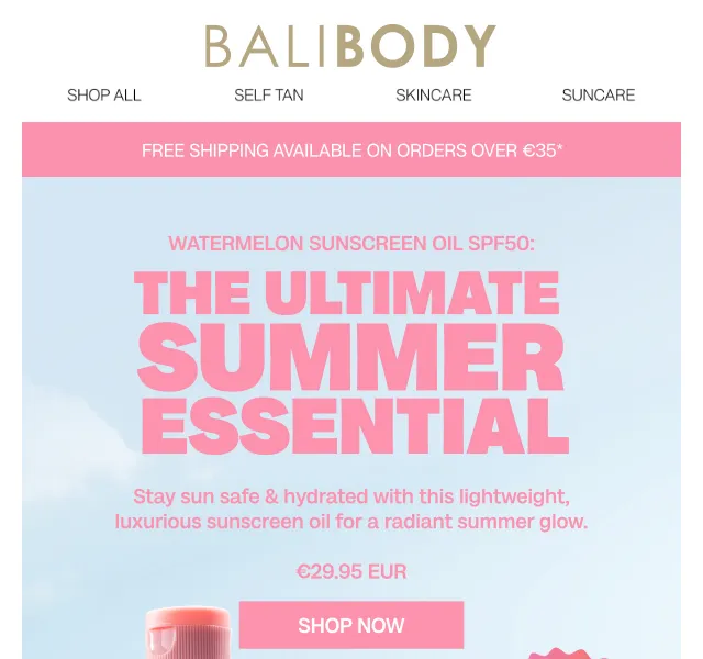 Bali Body: Watermelon Sunscreen Oil SPF50 – červenec 2026 | Nuslet.cz
