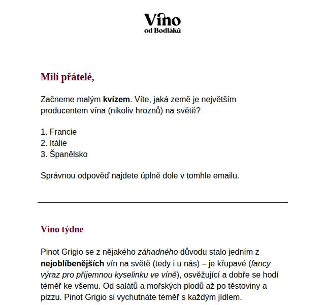 Jitka za Víno od Bodláků: Pinot Grigio Il Colle se slevou 20 % – červen 2026 | Nuslet.cz