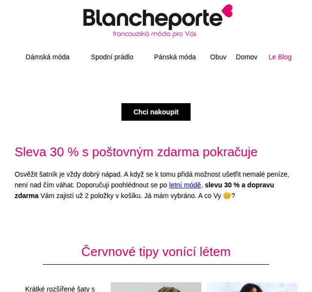 Blancheporte: letní móda s 30% slevou – červen 2026 | Nuslet.cz