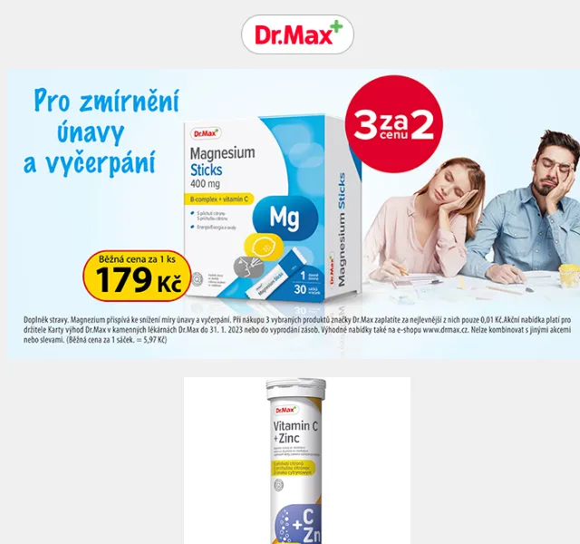 Dr.Max: 1+1 na kosmetiku a 3 za 2 na doplňky stravy – červen 2026 | Nuslet.cz
