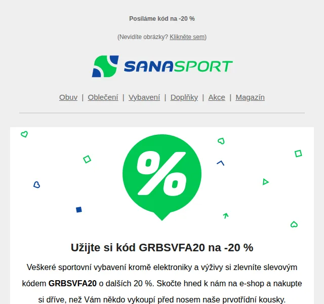 Sanasport: Sleva 20 % na sportovní vybavení – červen 2026 | Nuslet.cz