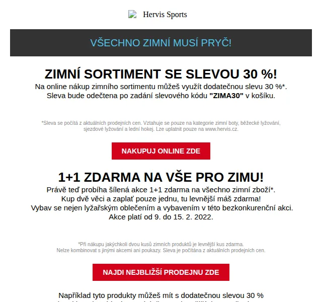 Hervis: Šílené akce na zimní zboží – únor 2022 | Nuslet.cz