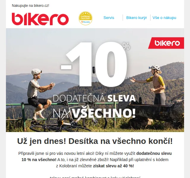 CZBikero: sleva 10 % na vše – červenec 2026 | Nuslet.cz