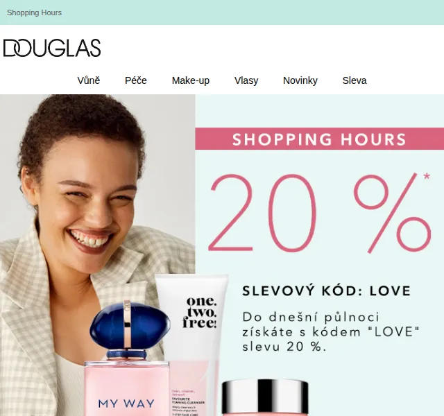 Douglas CZ: Sleva 20 % na Shopping Hours – červenec 2026 | Nuslet.cz