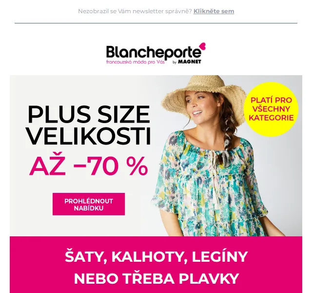 Blancheporte: Plus size výprodej až −70 % – červen 2026 | Nuslet.cz