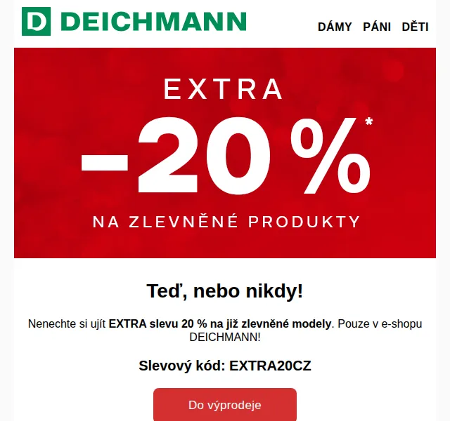 Deichmann: -20 % EXTRA na celý výprodej – červenec 2024 | Nuslet.cz