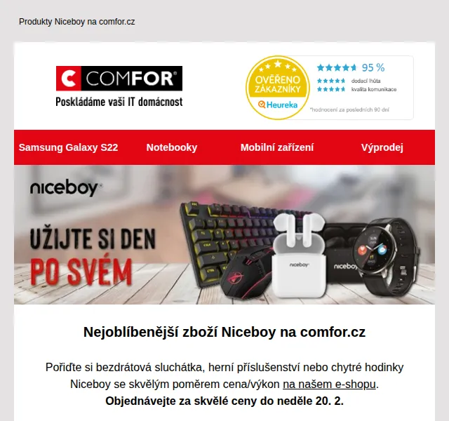 Comfor: Niceboy se slevou až 34 % – červen 2026 | Nuslet.cz