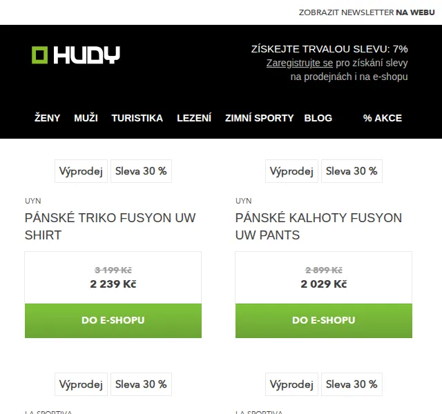 Hudy: výprodej se slevami až 30 % – červenec 2026 | Nuslet.cz