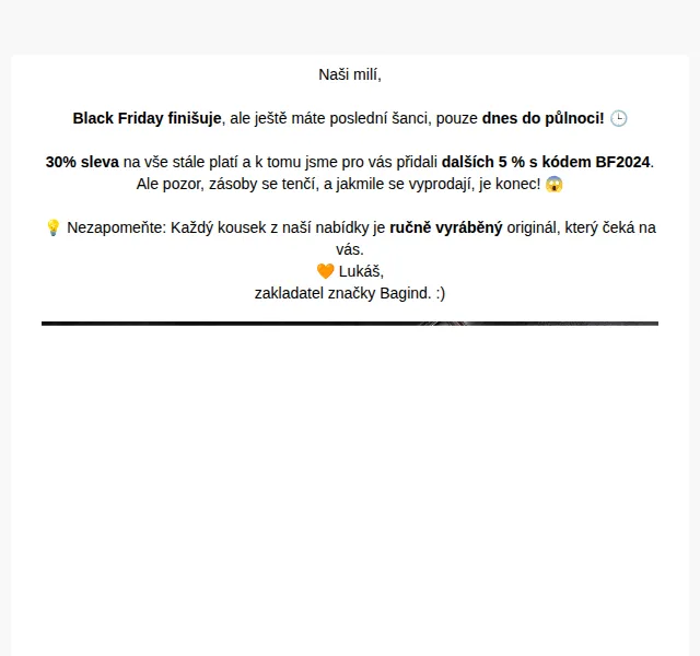 Bagind: Black Friday slevy 30 % + 5 % – červen 2026 | Nuslet.cz