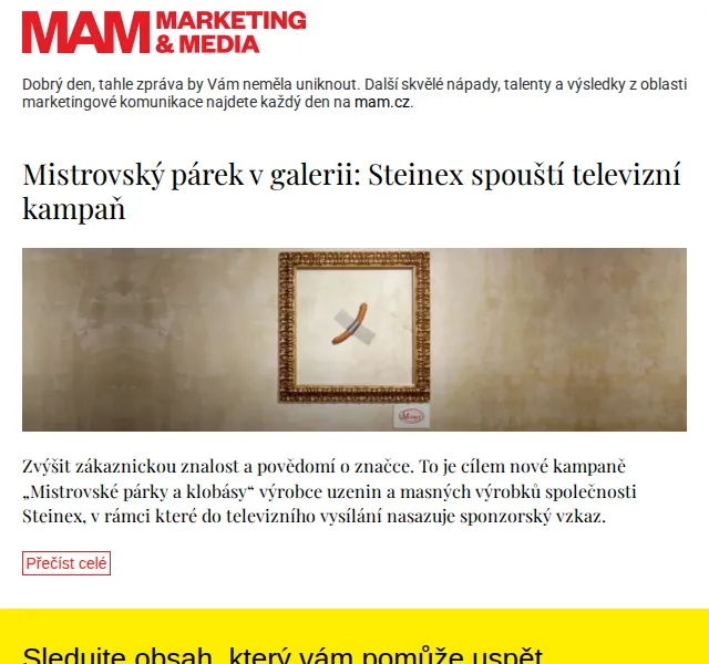 Marketing & Media: Steinex spouští TV kampaň – červenec 2026 | Nuslet.cz
