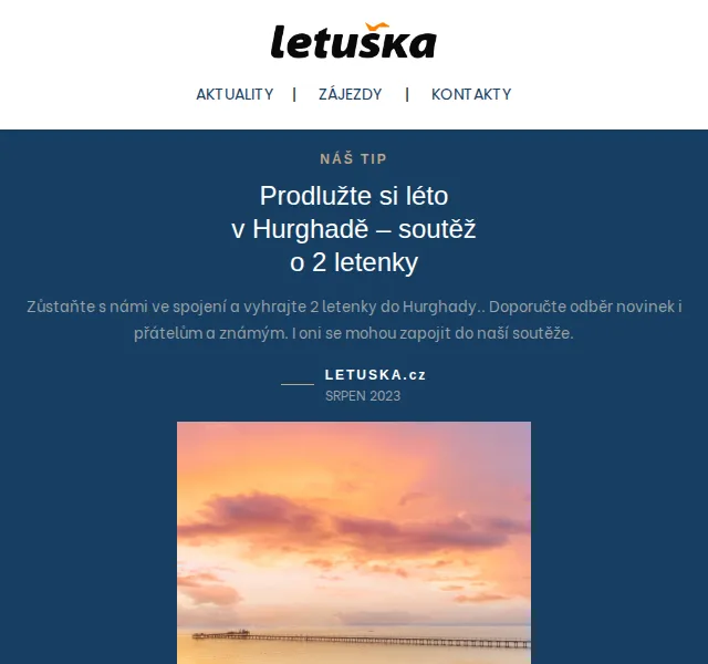 Letuška.cz: Soutěž o 2 letenky do Hurghady – srpen 2023 | Nuslet.cz