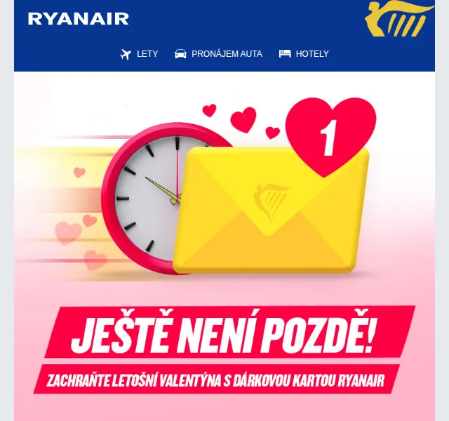 Ryanair: Dárková karta na Valentýna – červen 2026 | Nuslet.cz