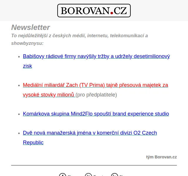 Aleš Borovan: Babišova rádia v zisku, Zach přesouvá majetek – červen 2026 | Nuslet.cz