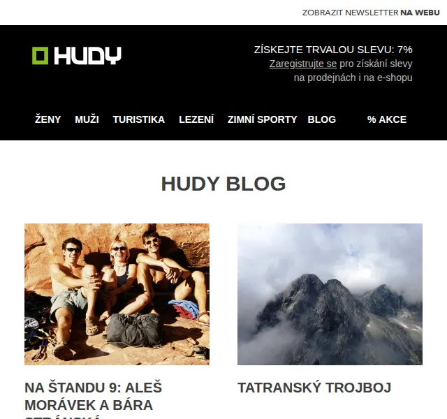 Hudy: Blog plný dobrodružství a sleva 7% – červen 2026 | Nuslet.cz