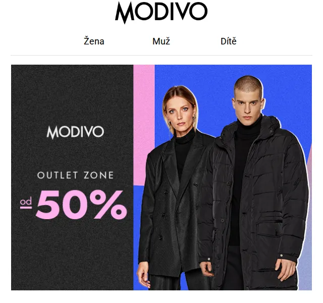 Modivo outlet slevy -50 % – červen 2026 | Nuslet.cz