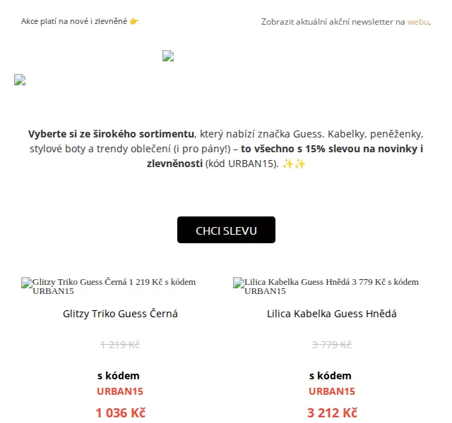 UrbanStore: 15% sleva Guess a Desigual – červen 2026 | Nuslet.cz