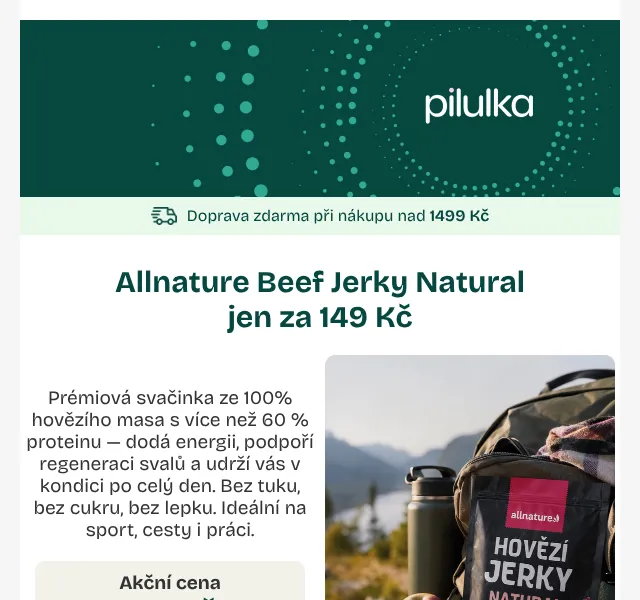 Pilulka.cz: Allnature Beef Jerky 149 Kč – červen 2026 | Nuslet.cz