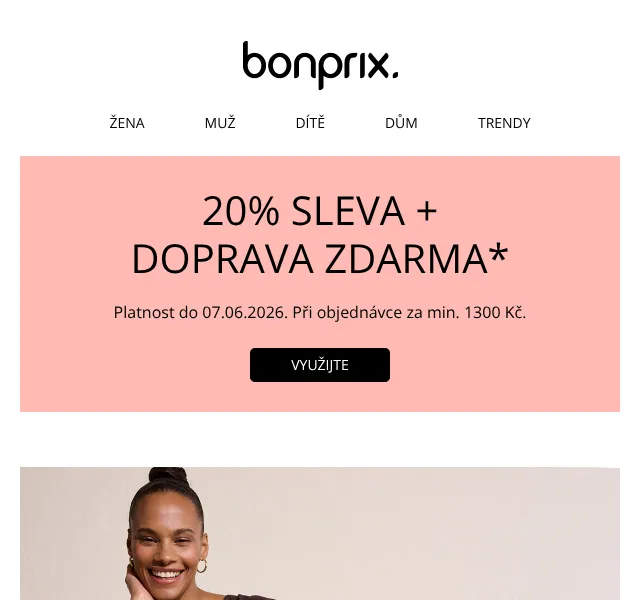 Bonprix: 20 % sleva + doprava zdarma – červen 2026