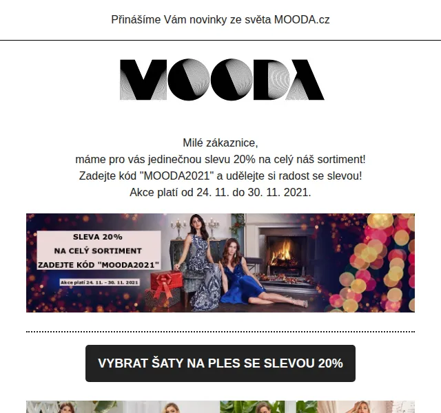 MOODA.cz: Sleva 20% na celý sortiment – listopad 2021 | Nuslet.cz