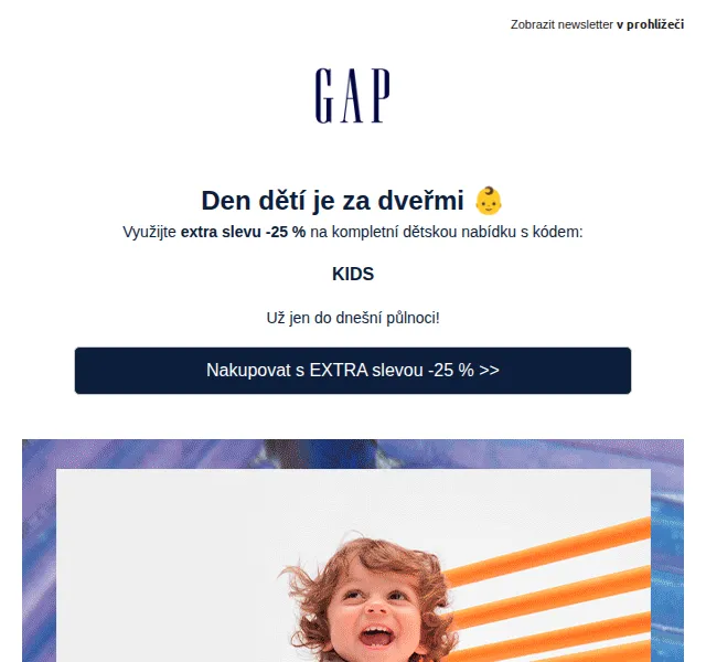 GAPstore: extra -25 % na vše dětské – červen 2026 | Nuslet.cz