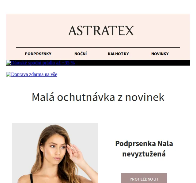 Astratex.cz: Slevy až 35 % na dámské prádlo a doprava zdarma – červen 2026 | Nuslet.cz