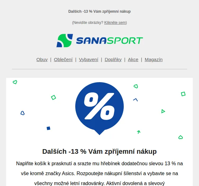 Sanasport: Dodatečná sleva 13 % – červen 2026 | Nuslet.cz