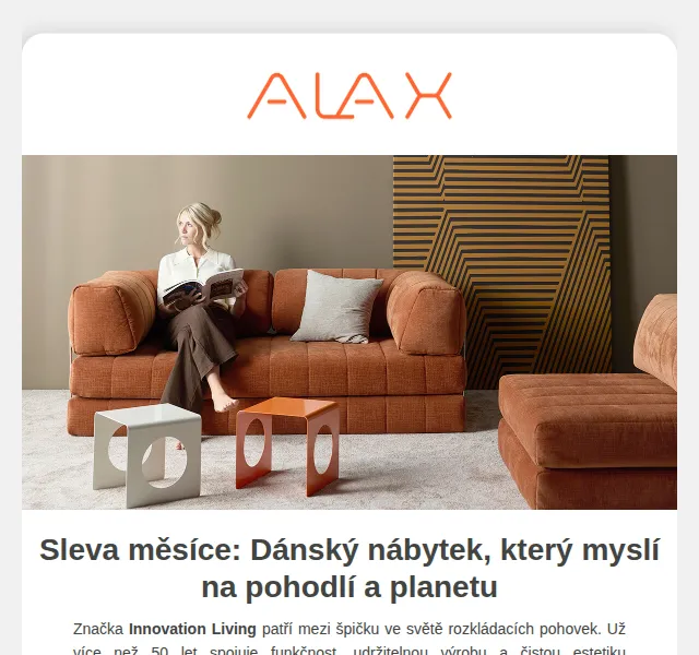 ALAX nábytek: Innovation Living sleva 15 % pro členy – listopad 2026 | Nuslet.cz