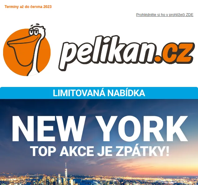 ✈ Pelikan.cz: New York z Prahy od 7 990 Kč – červen 2026 | Nuslet.cz