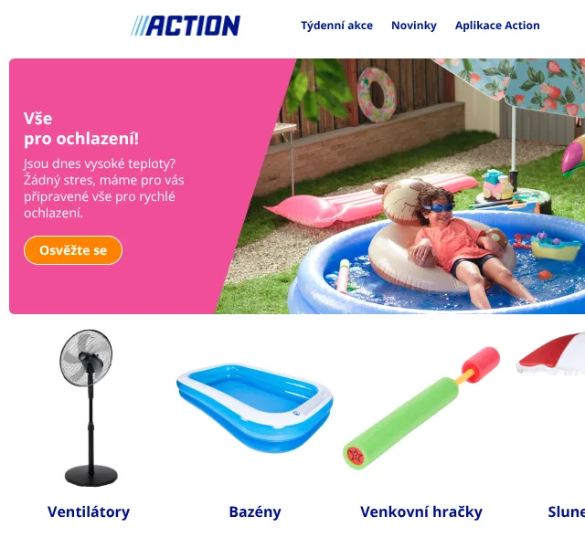 Action: Letní ochlazení – ventilátory, bazény – červen 2026