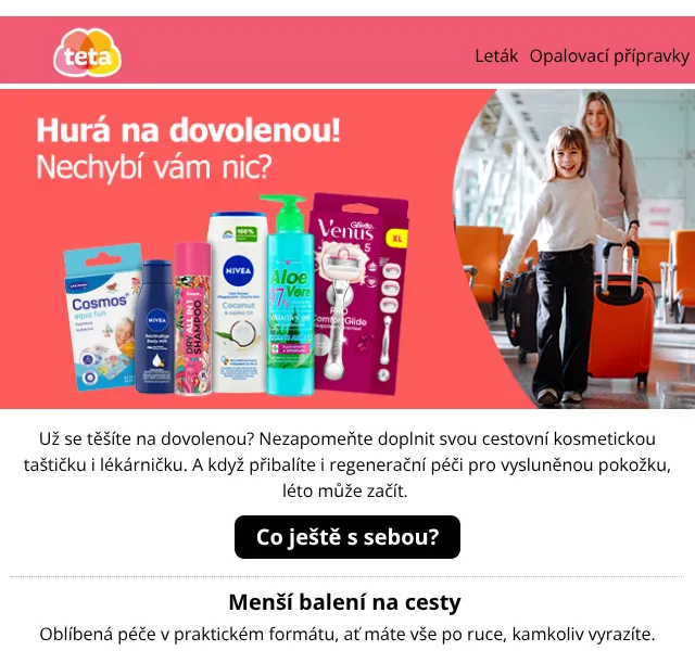 Teta drogerie: Cestovní kosmetika a péče na dovolenou – červen 2026