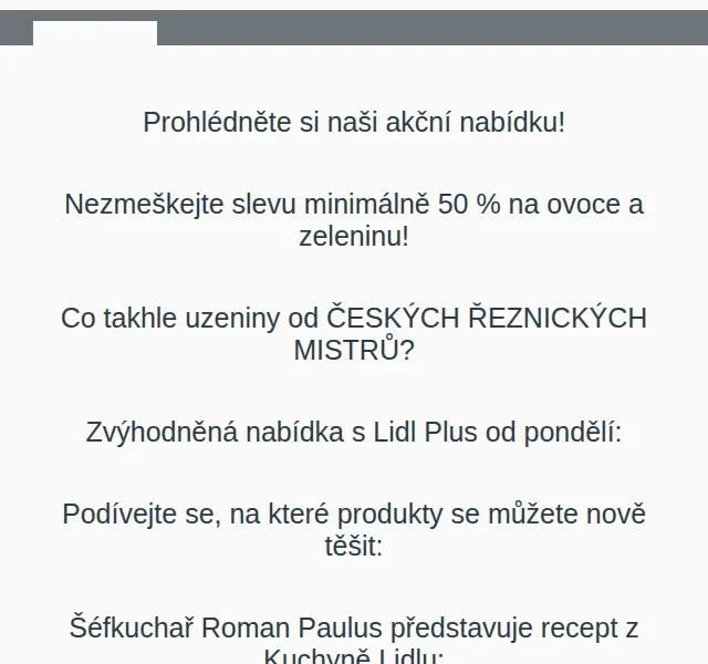 Lidl: Sleva 50 % na ovoce a zeleninu – červen 2026 | Nuslet.cz