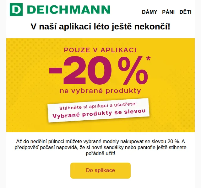 DEICHMANN: 20% sleva v aplikaci – červenec 2026 | Nuslet.cz