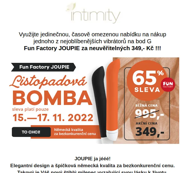 intimity.cz: Fun Factory Joupie 65% sleva – červen 2026 | Nuslet.cz