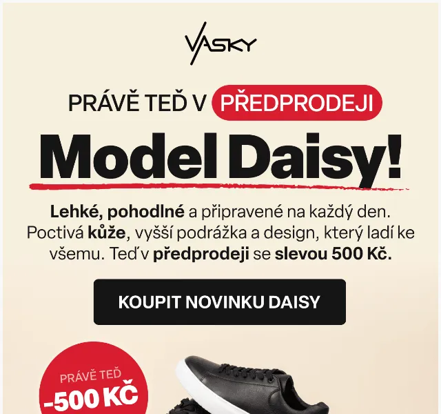 Vasky: Předprodej bot se slevou 500 Kč – duben 2026