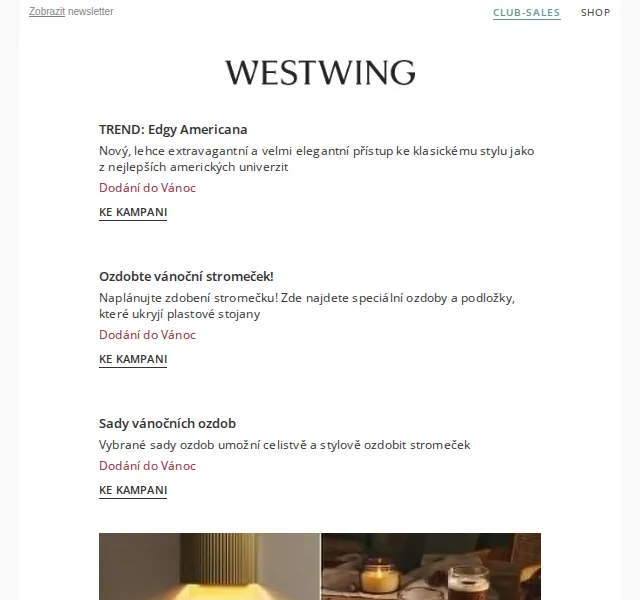 Westwing: Trend Edgy Americana a vánoční ozdoby – červenec 2026 | Nuslet.cz